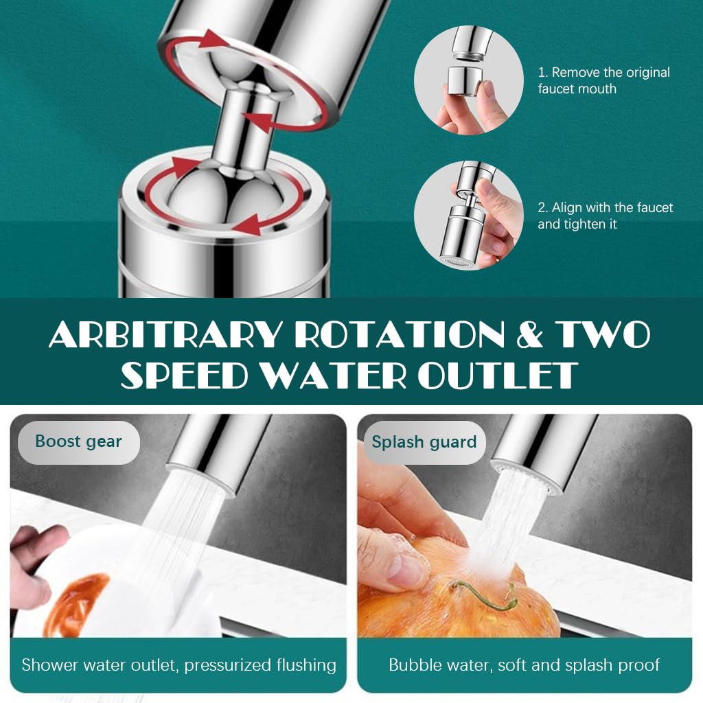 HASTHIP® Tap Extender for Kitchen Sink - 360° Swivel Faucet Aerator, 2-Mode Water Spray, High-Pressure and Water-Saving, Stainless Steel Universal Sink Faucet for Kitchen and Bathroom Sinks HASTHIP® Tap Extender for Kitchen Sink - 360° Swivel Faucet Aerator, 2-Mode Water Spray, High-Pressure and Water-Saving, Stainless Steel Universal Sink Faucet for Kitchen and Bathroom Sinks